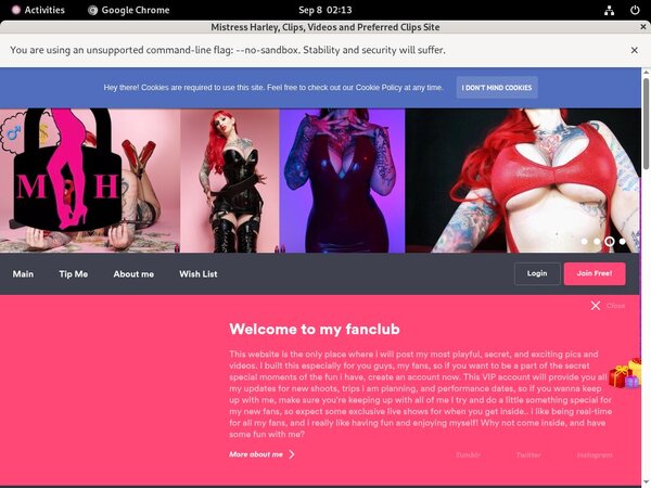 Mistress Harley Signup Discount